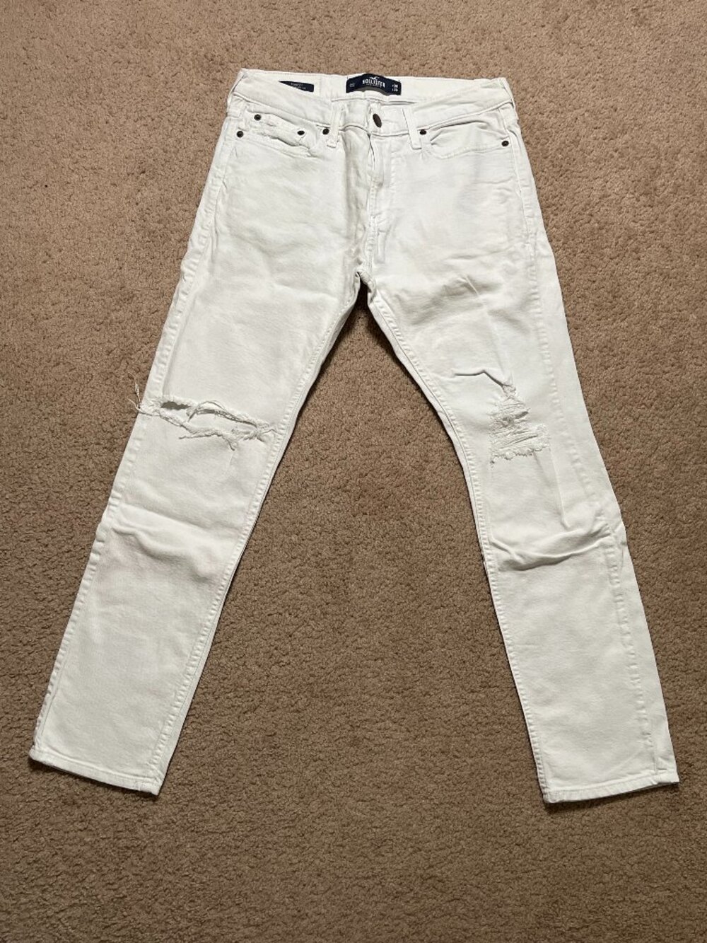 Hollister 30x30 Epic Flex Skinny Fit Ripped White Denim Jeans